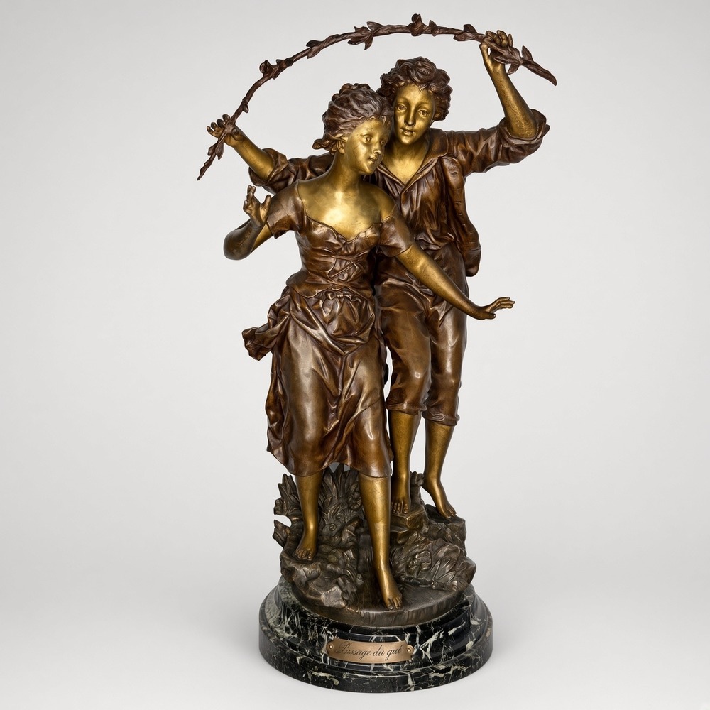 Signed Rancoulet Bronze Sculpture – Couple "L'Âge d'Or" – France, circa 1900
